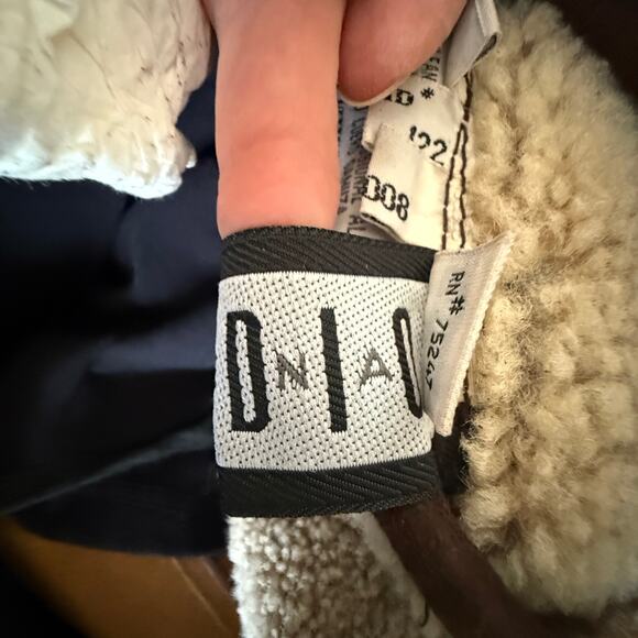 Vintage Chocolate Brown Double-Breasted Genuine Shearling Coat Reversible - Picture 11 of 12